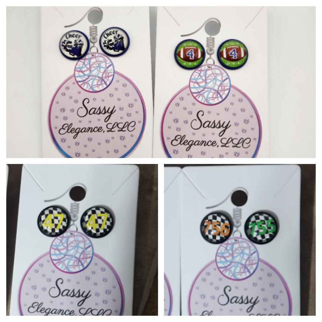 Custom Color/Team # Cheer Football Motocross Baseball Softball Color Guard Studs