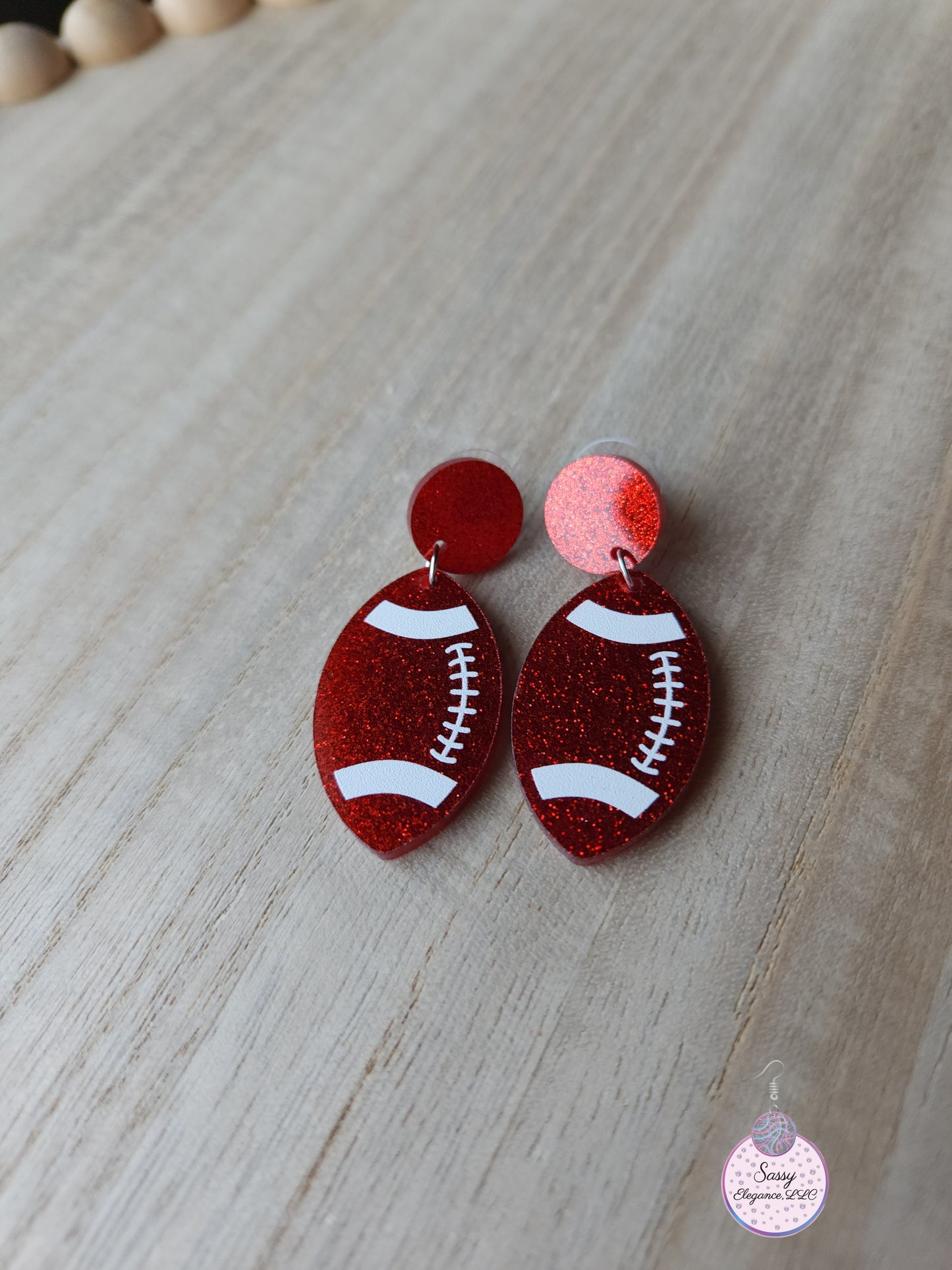 Footballs - Red Glitter Dangle