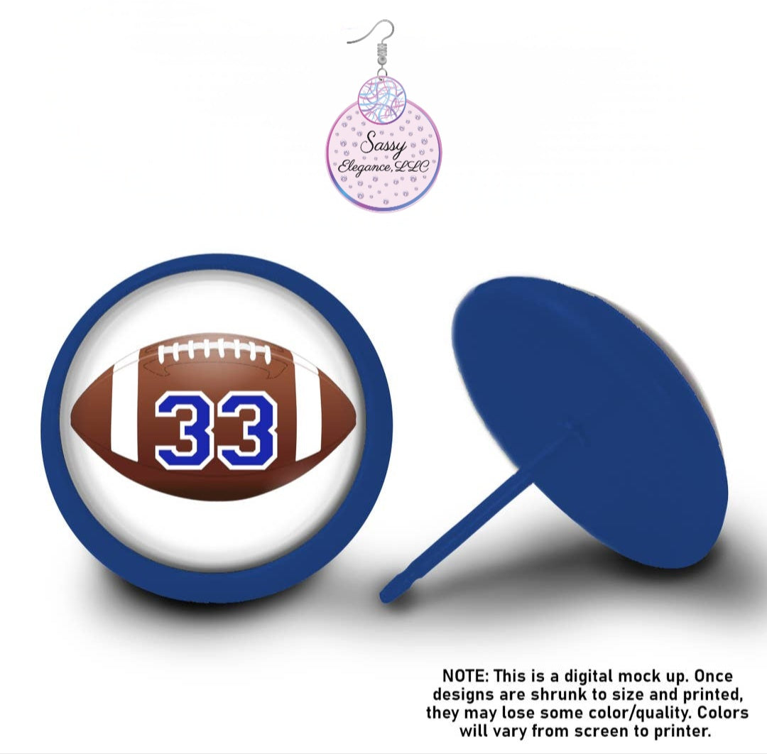 Custom Color/Team # Cheer Football Motocross Baseball Softball Color Guard Studs