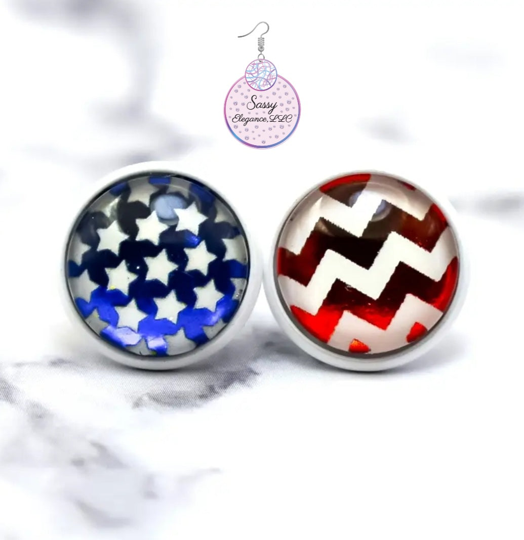 Stars and Chevron Stripes Foil Studs
