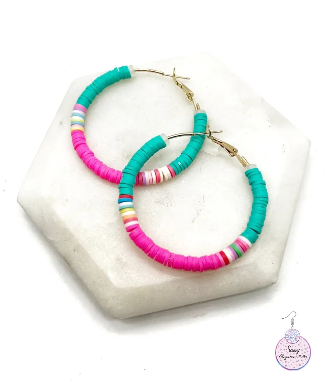 Colorful Heishi Hoops