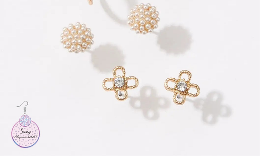 Clover and Pearl Earring set